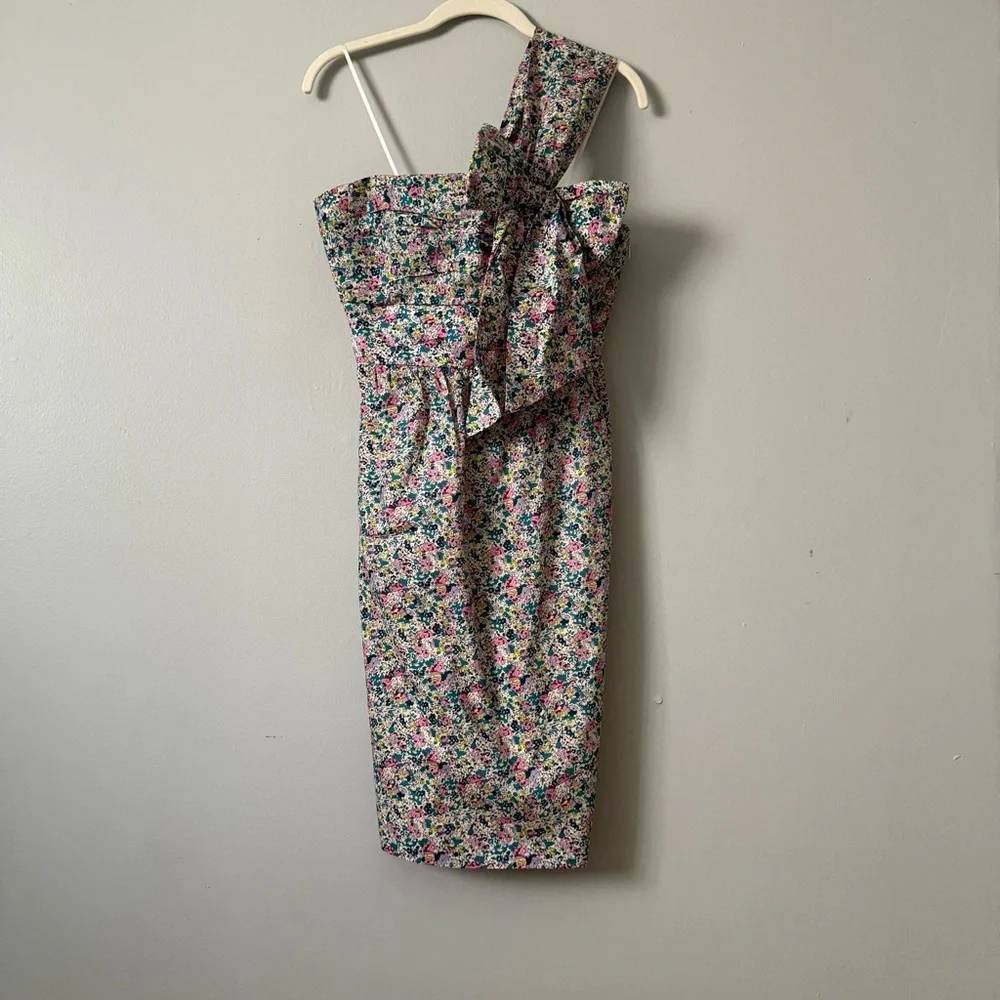 J.Crew X Liberty of London One Shoulder Bow Dress